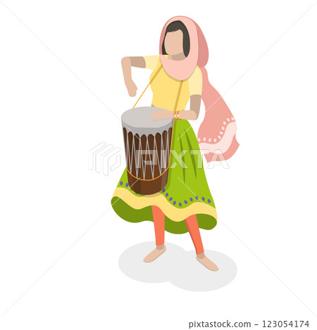 3D Isometric Flat  Set of Traditional Indian Dancers. Item 4 123054174
