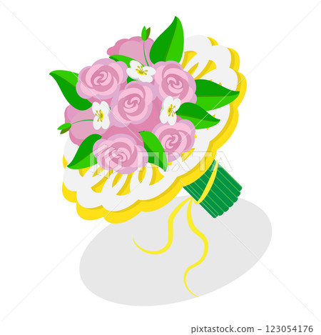 3D Isometric Flat  Set of Wedding Elements. Item 2 123054176