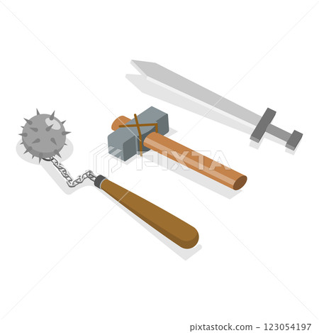 3D Isometric Flat  Set of Vikings Simbols. Item 4 123054197