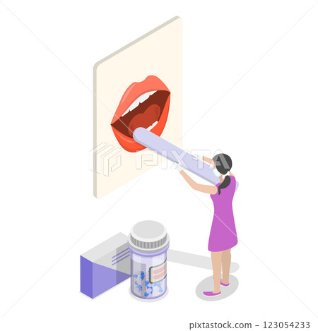 3D Isometric Flat  Illustration of Otolaryngology. Item 2 123054233