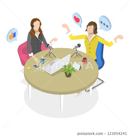 3D Isometric Flat Illustration of Podcast Making. Item 2 3D Isometric Flat Illustration of Podcast Making. Item 2 123054241