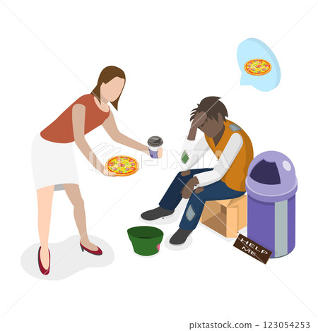 3D Isometric Flat  Illustration of Social Help. Item 2 123054253