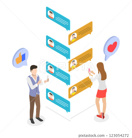 3D Isometric Flat  Illustration of Helpdesk Platform. Item 2 123054272