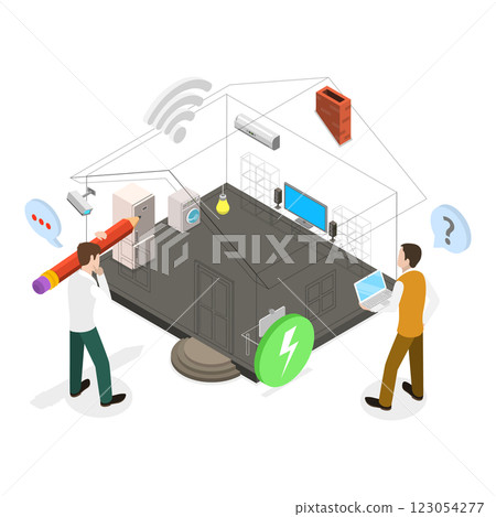 3D Isometric Flat  Illustration of Smart Industry. Item 1 123054277
