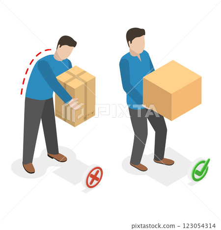 3D Isometric Flat  Illustration of How To Carry Heavy Goods. Item 2 123054314