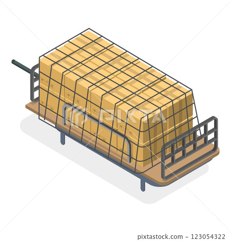 3D Isometric Flat  Set of Car Roof Storage. Item 3 123054322