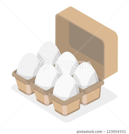 3D Isometric Flat Set of Chicken Eggs. Item 4 3D Isometric Flat Set of Chicken Eggs. Item 4 123054331