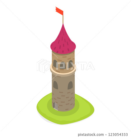 3D Isometric Flat Set of Medieval Castles. Item 2 3D Isometric Flat Set of Medieval Castles. Item 2 123054333
