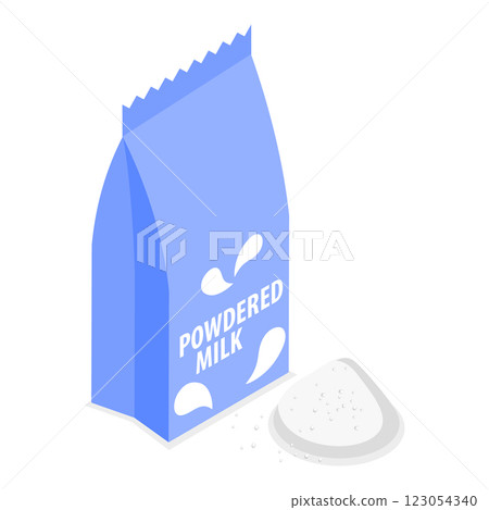 3D Isometric Flat  Set of Baby Food Items. Item 5 123054340