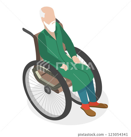 3D Isometric Flat  Set of Disabled Senior People. Item 5 123054341