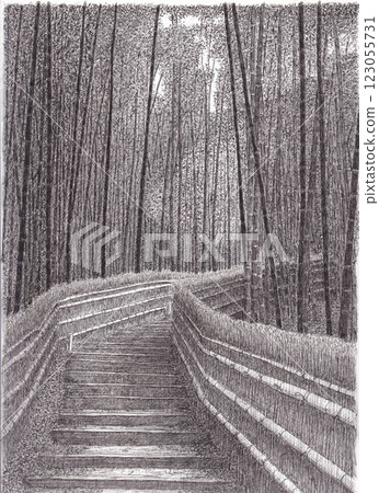 Small diameter of bamboo grove 123055731