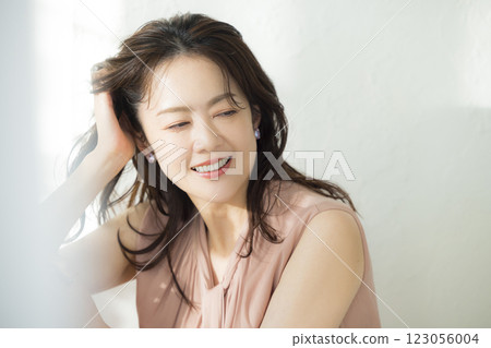 Portrait of a beautiful middle-aged woman 123056004