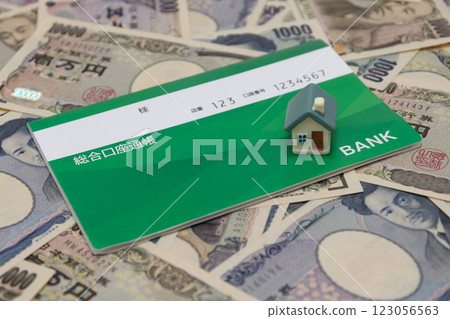 Green bank passbook and house Green bank passbook and house 123056563