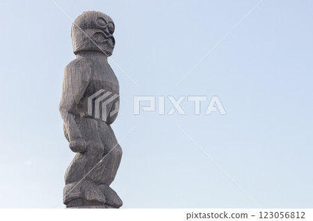 Wooden statue of Hawaiian god in the national historical park. Wooden statue of Hawaiian god in the national historical park. 123056812
