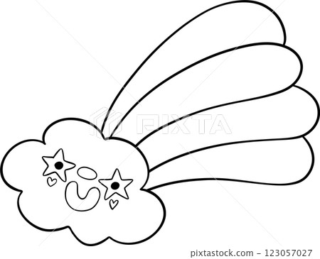 Clown Rainbow and Cloud Outline Clown Rainbow and Cloud Outline 123057027