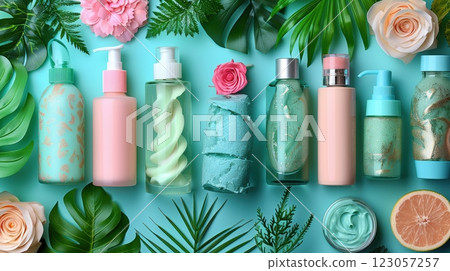 Beauty concept with skincare product tubes of cream 123057257