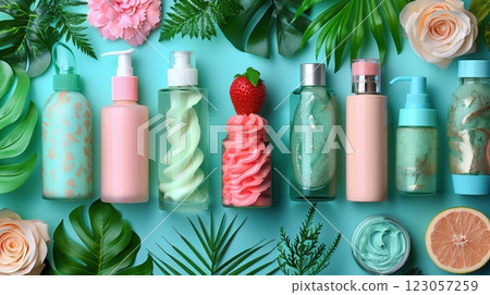 Beauty concept with skincare product tubes of cream 123057259