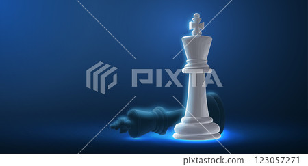 Chess king in digital hand beats other kind. Win of AI, chess strategy Chess king in digital hand beats other kind. Win of AI, chess strategy 123057271