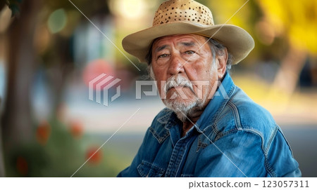 A portrait of a beautiful senior 70-80s man 123057311