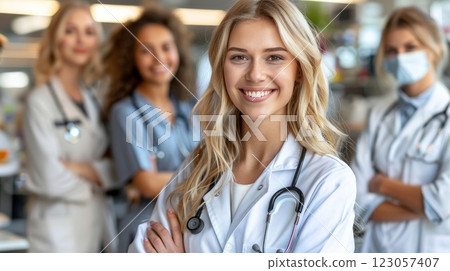 Young Team of medical workers in hospital. Unity concept 123057407