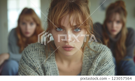 experiencing mental health issues, worry, frustration, and emotional stress. Concept of anxiety and mental health 123057564