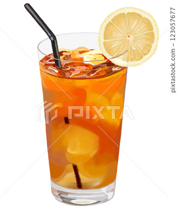Iced lemon tea (with straw) Iced lemon tea (with straw) 123057677