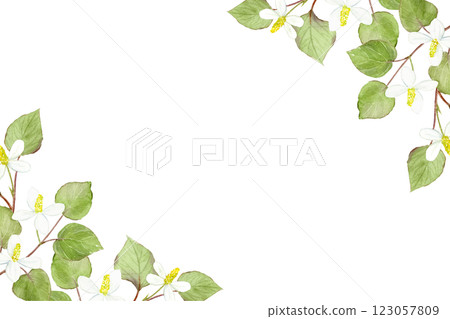 Watercolor dokudami frame vector 123057809