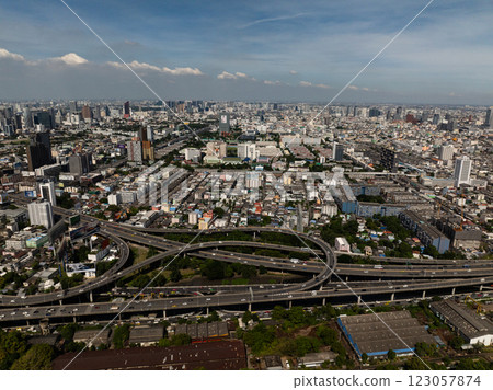 Interconnected expressways running through urban neighborhoods of modern city. Bangkok, Thailand. Interconnected expressways running through urban neighborhoods of modern city. Bangkok, Thailand. 123057874