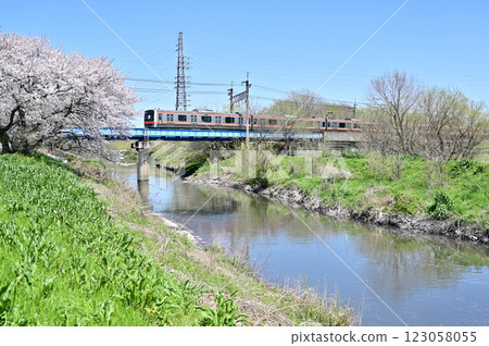 Minuma rice fields and the Shiba River, Musashino Line Bridge 123058055