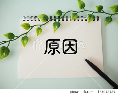 筆記本上寫的簡單單字“原因” 筆記本上寫的簡單單字“原因” 123058385