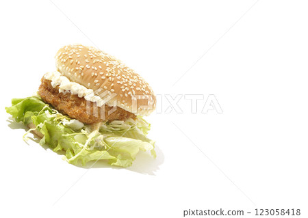 Tartar fish burger photographed on white background Tartar fish burger photographed on white background 123058418
