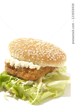 白色背景下拍攝的韃靼魚漢堡 白色背景下拍攝的韃靼魚漢堡 123058430