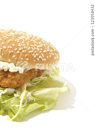 Tartar fish burger photographed on white background Tartar fish burger photographed on white background 123058432