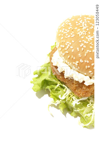 Tartar fish burger photographed on white background Tartar fish burger photographed on white background 123058449