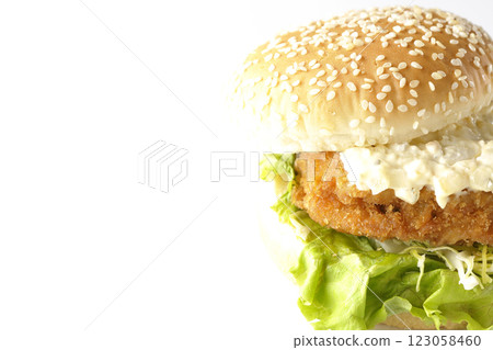 Tartar fish burger photographed on white background Tartar fish burger photographed on white background 123058460