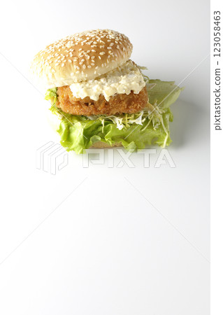 Tartar fish burger photographed on white background Tartar fish burger photographed on white background 123058463
