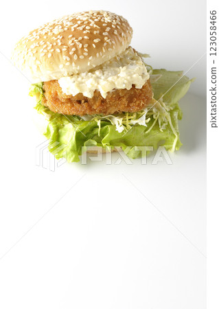白色背景下拍攝的韃靼魚漢堡 白色背景下拍攝的韃靼魚漢堡 123058466