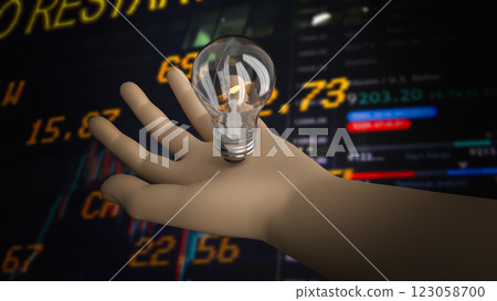 The Light bulb in hand for idea concept 3d Rendering. 123058700