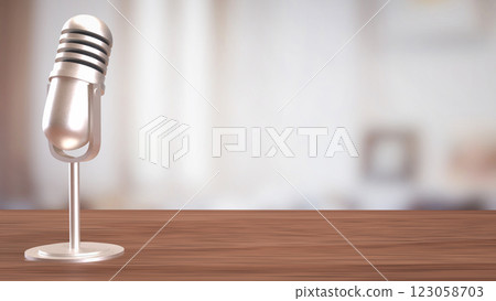 Microphone for  podcast or Radio live concept 3d Rendering. 123058703