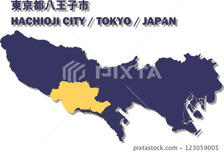 日本地圖-東京-八王子市向量插圖地圖 日本地圖-東京-八王子市向量插圖地圖 123059005