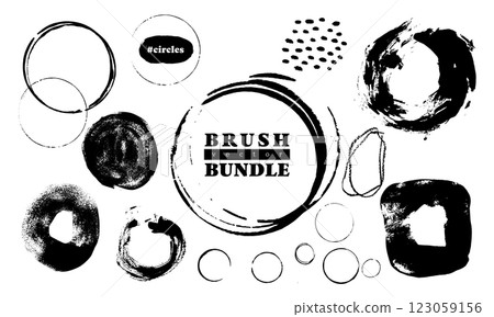 Hand-drawn Japanese-style texture strokes drawn with ink and brush barush bandle #3 123059156