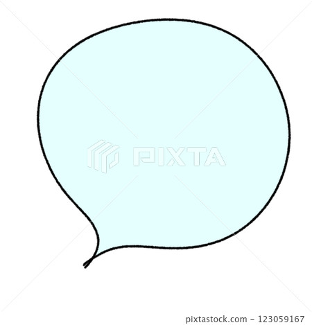 Simple hand-drawn speech bubble (black line) light blue 123059167