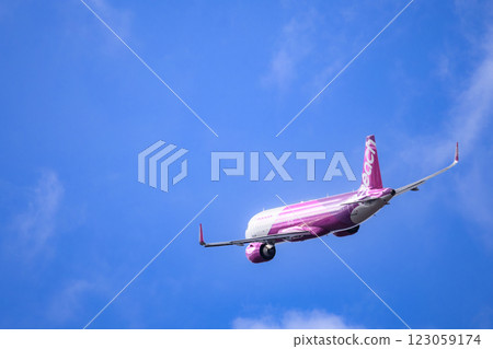 A plane taking off from Sendai International Airport 123059174