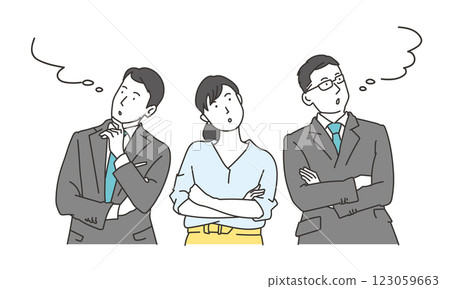 A simple illustration of three business people thinking 123059663