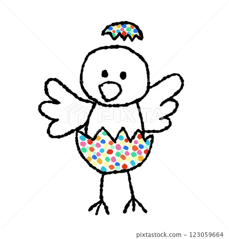 Hand-drawn colorful chick, doodle style, clip art, transparent background, png Hand-drawn colorful chick, doodle style, clip art, transparent background, png 123059664