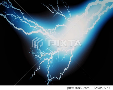 抽象藍色閃電 3d 插圖 123059765