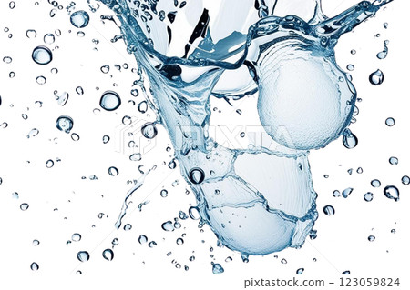 A Numerous water droplets are scattered background liquid splash.  on transparency background PNG 123059824