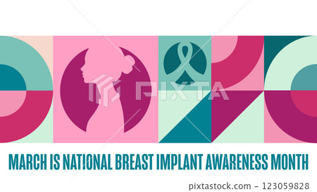 March is National Breast Implant Awareness Month. Template for background, banner, card, poster with 123059828