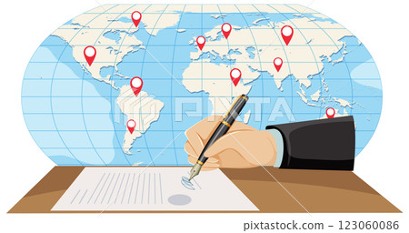 Global Trade Agreement Signing Illustration 123060086