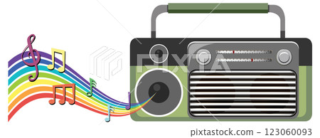 Retro Radio with Musical Notes 123060093